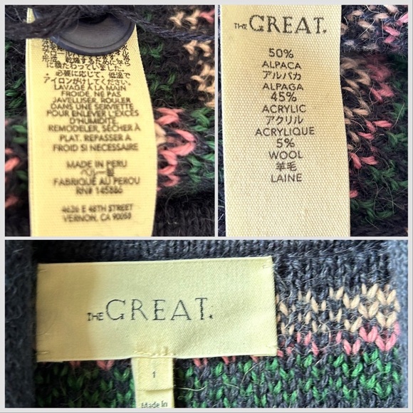 NWOT THE GREAT Navy Blue Bloom Lodge Alpaca & Wool Blend Floral Cardigan Sz S - Picture 15 of 16